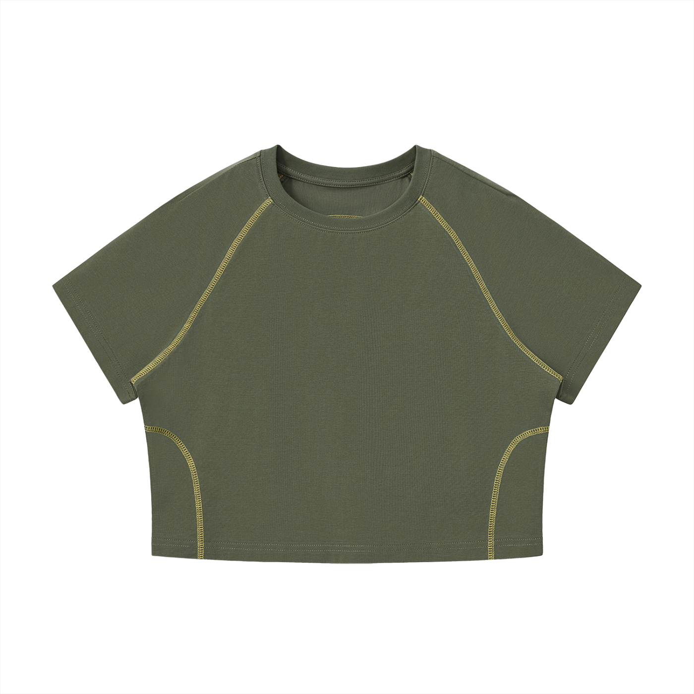 Women's Contrast Stitch Raglan Crop T-Shirt