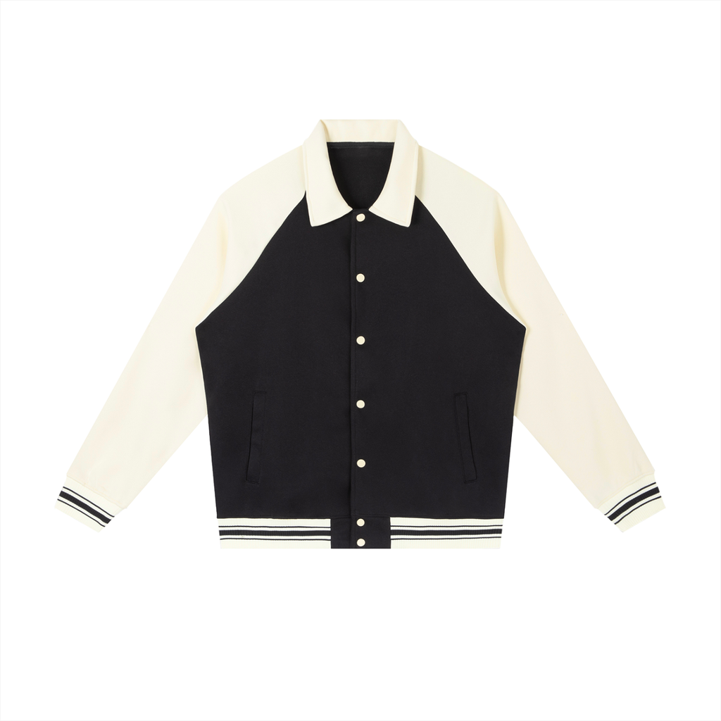 Contrast Raglan Sleeve Baseball Jacket