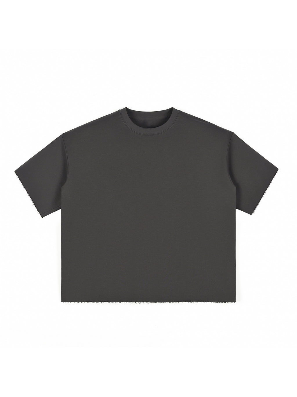Boxy Half-Sleeve Raw-Edge T-Shirt