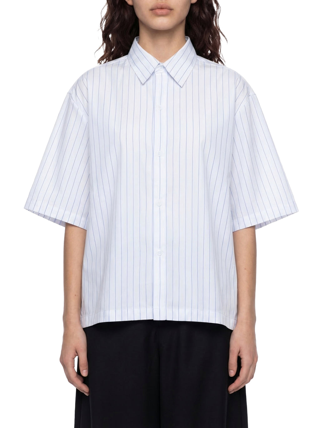 Unisex Striped Boxy Button-Up Shirt