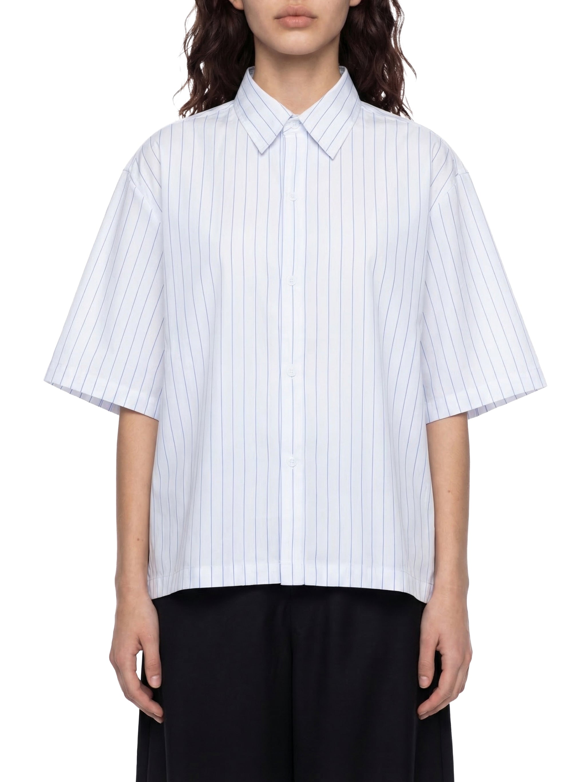 Unisex Striped Boxy Button-Up Shirt