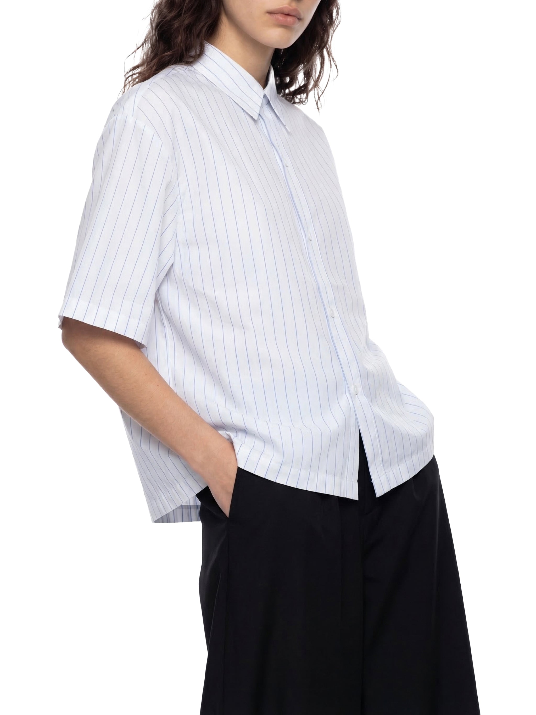 Unisex Striped Boxy Button-Up Shirt